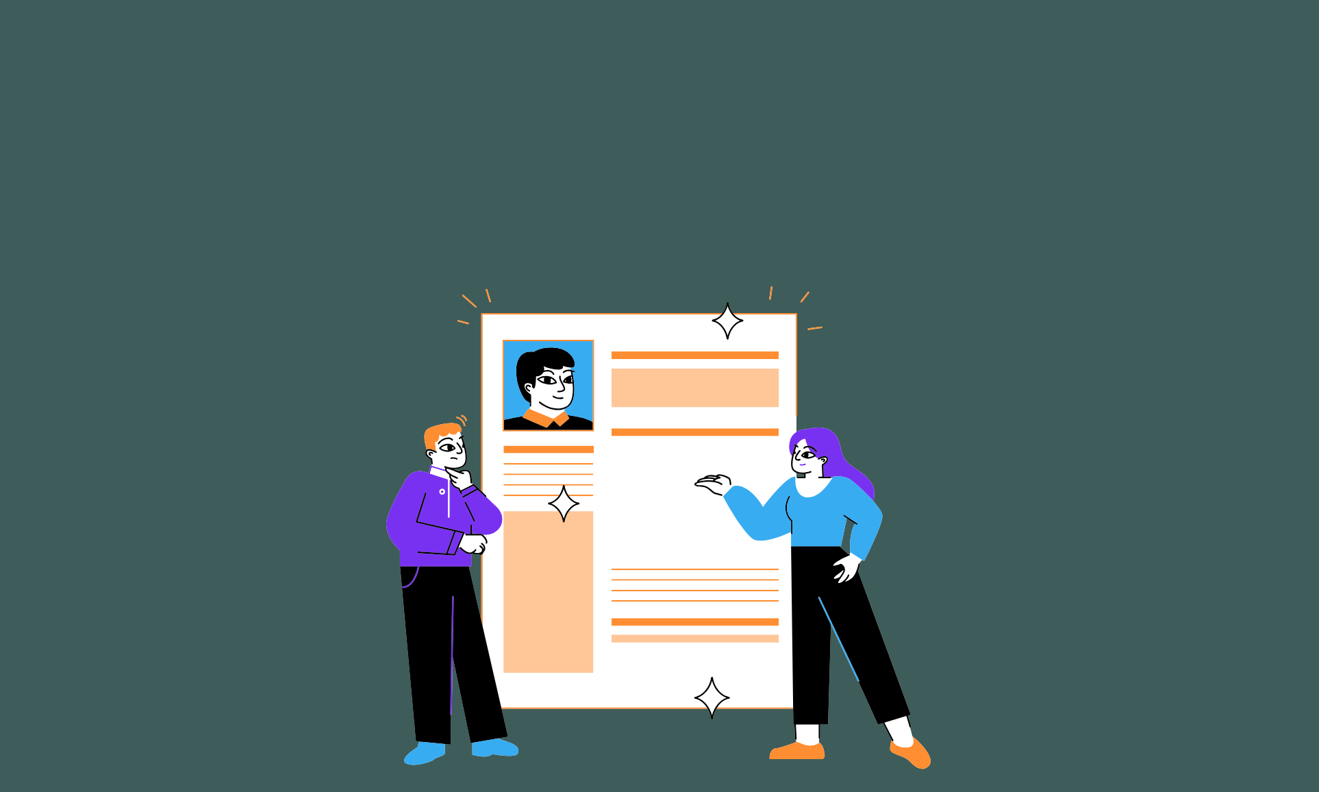 recruiters looking over resume animated